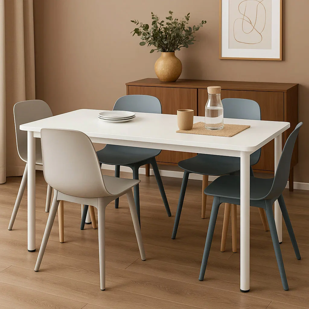 Heritage Industrial White Wood & Metal Dining Table 120cm - Image 20