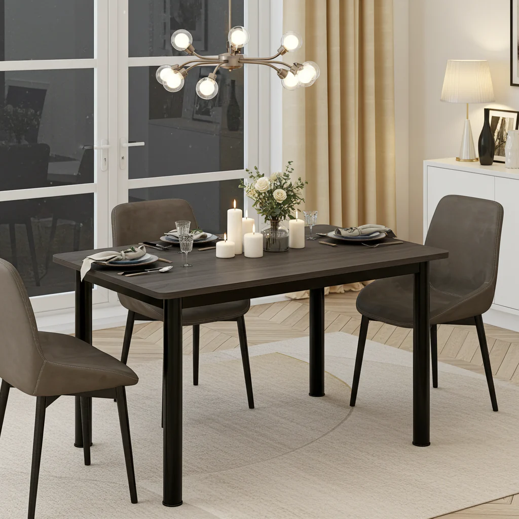 Heritage Industrial Wood & Metal Dining Table 100cm - Image 5