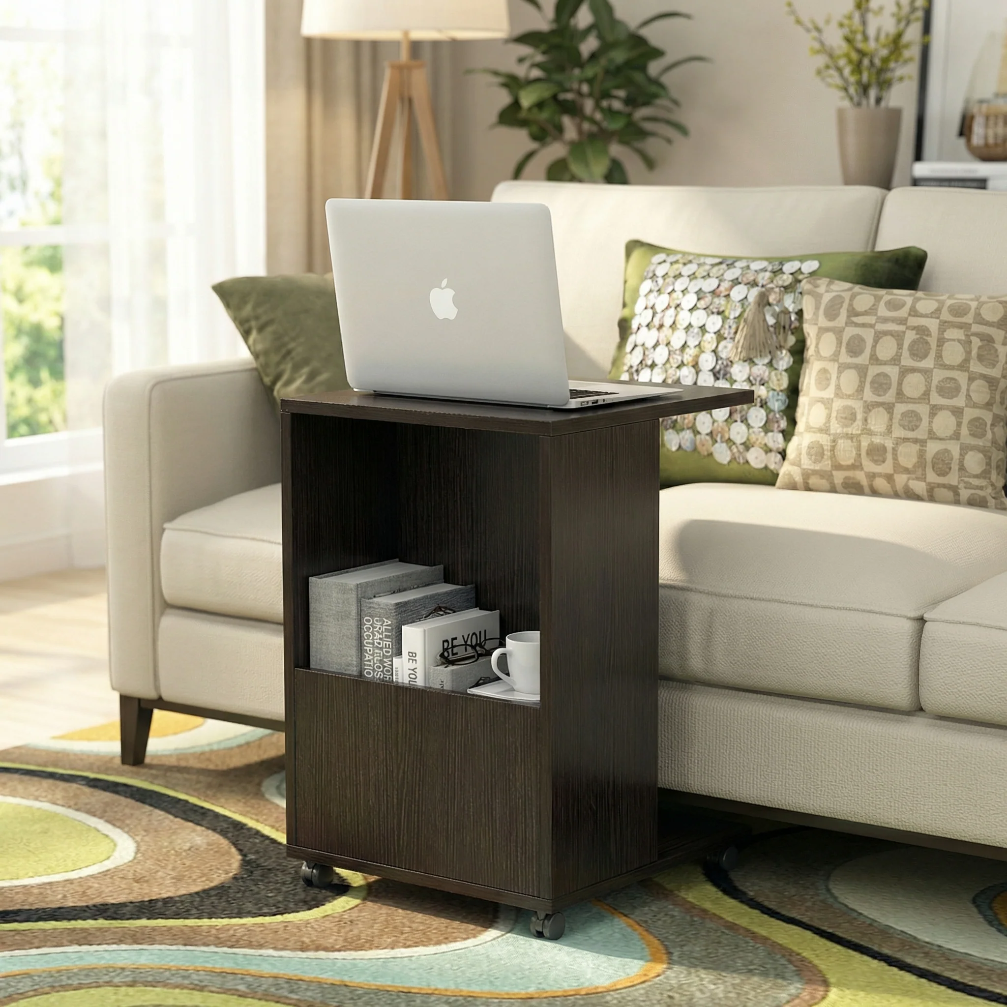 Hermes Sofa Side Table with Magazine Holder (Black Walnut)) - Image 3