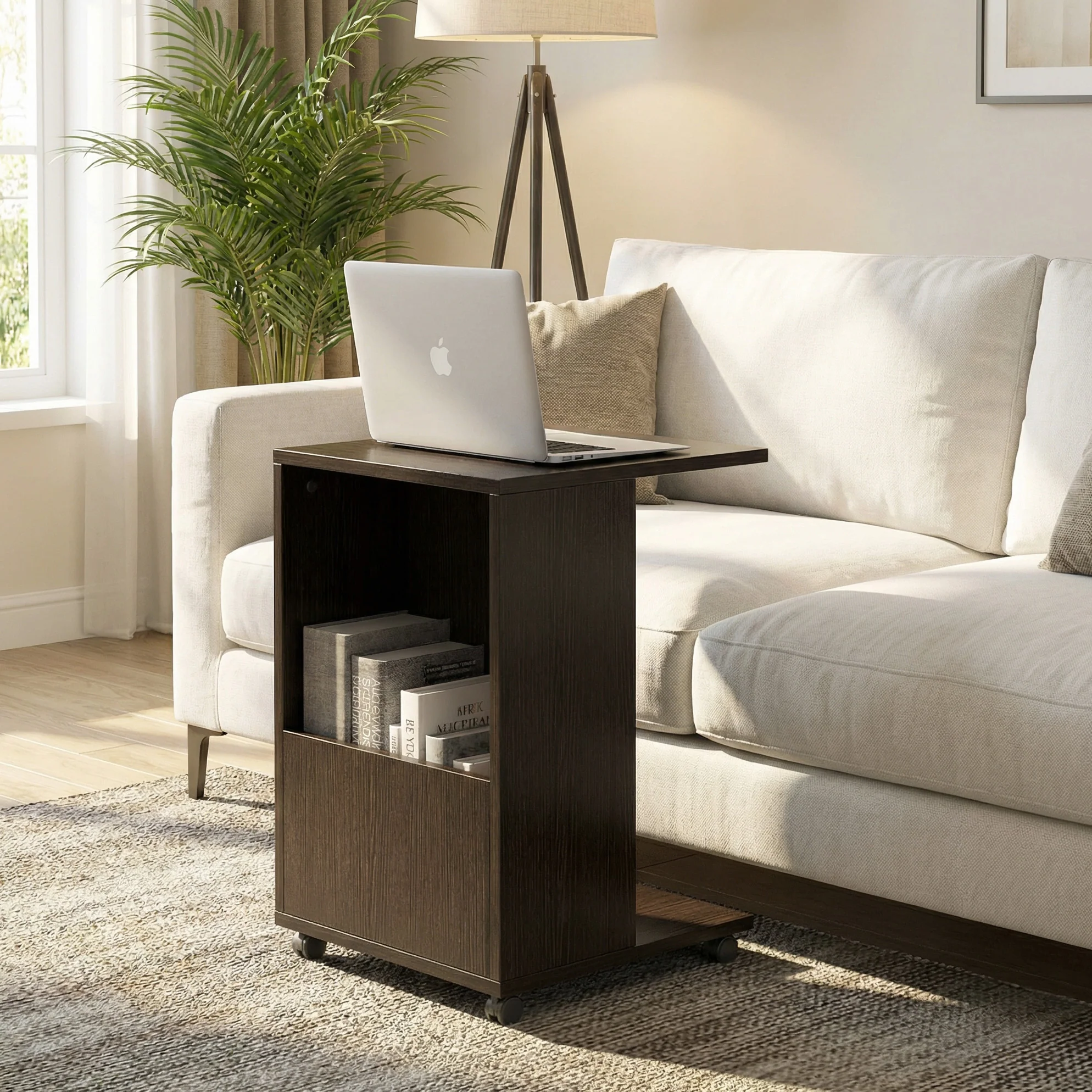 Hermes Sofa Side Table with Magazine Holder (Black Walnut)) - Image 4