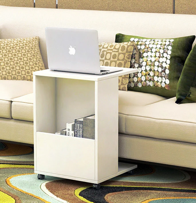 Hermes Sofa Side Table with Magazine Holder (White) - Image 11