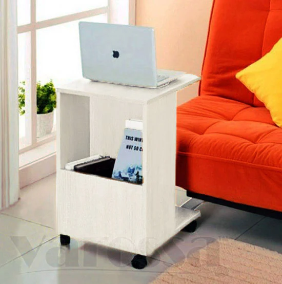 Hermes Sofa Side Table with Magazine Holder (White) - Image 3