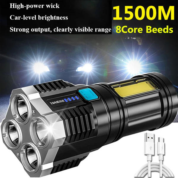 High Performance Ultra-Bright Rechargeable 4-LED Torch Flashlight Night Light - Image 5