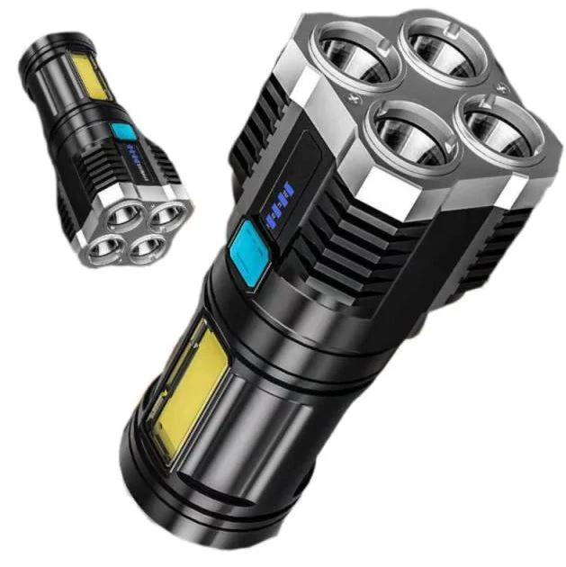 High Performance Ultra-Bright Rechargeable 4-LED Torch Flashlight Night Light - Image 7
