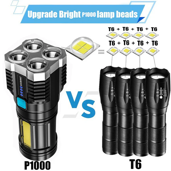 High Performance Ultra-Bright Rechargeable 4-LED Torch Flashlight Night Light - Image 8