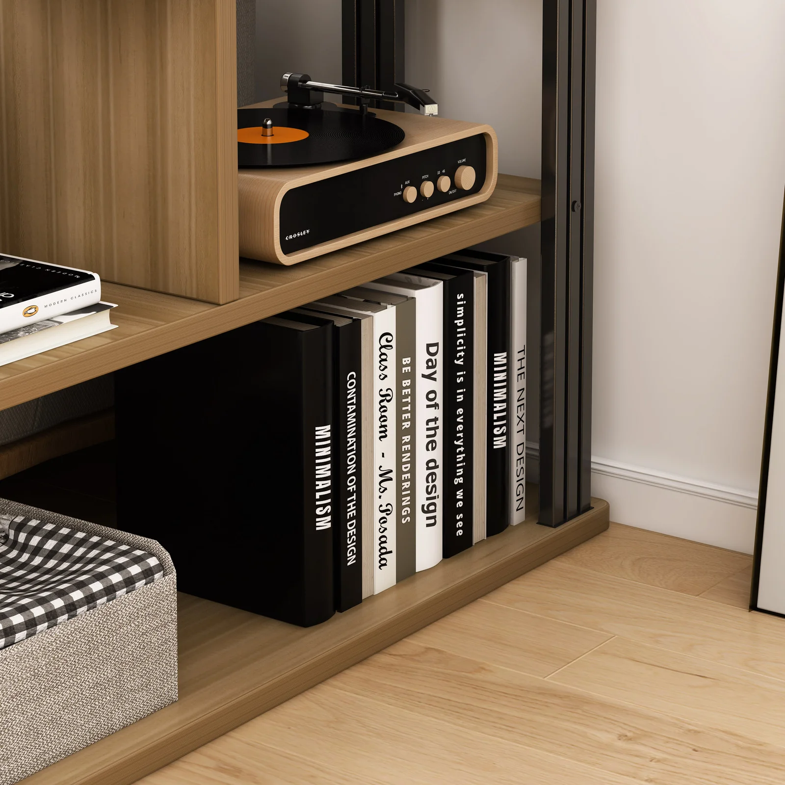 Icon Wood and Steel Sofa Side Table with Shelves (Oak) - Image 5