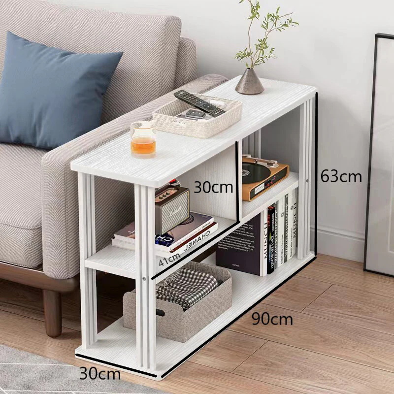 Icon Wood and Steel Sofa Side Table with Shelves (White) - Image 4
