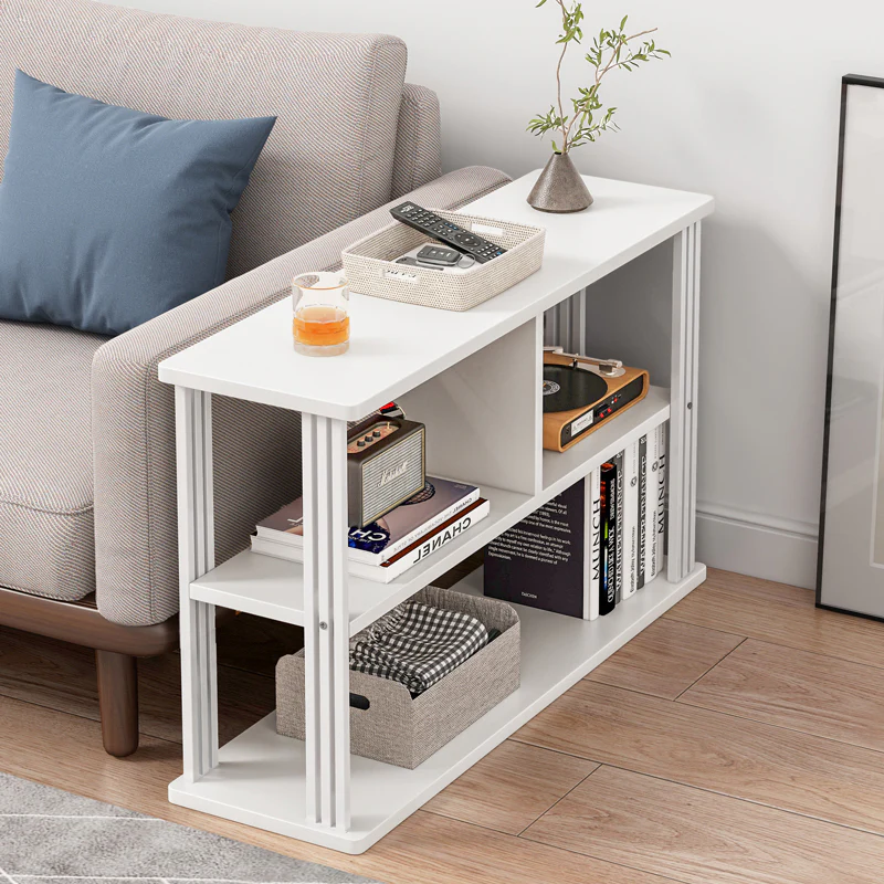 Icon Wood and Steel Sofa Side Table with Shelves (White) - Image 7