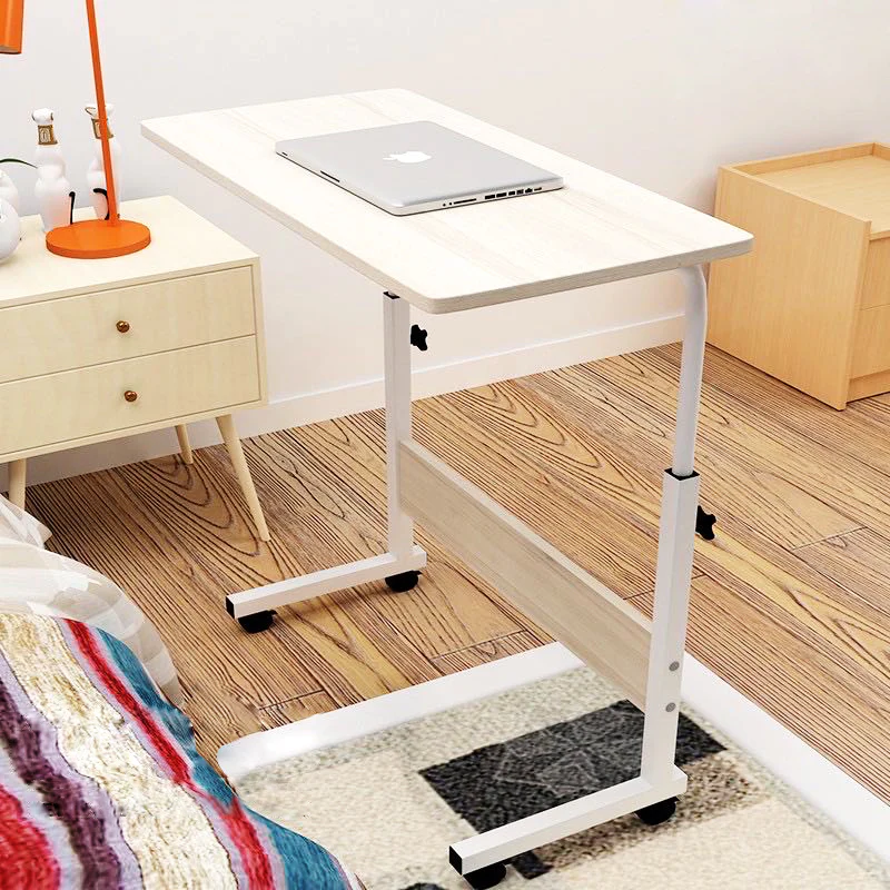 Impact Adjustable Portable Sofa Bed Side Table Laptop Desk with Wheels (White Oak) - Image 11
