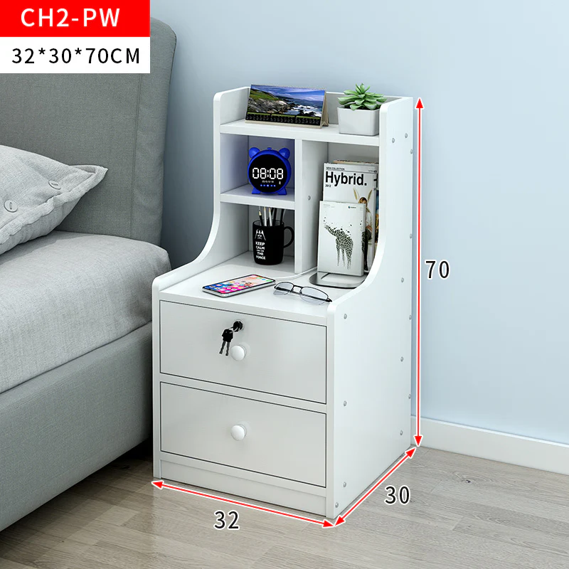 Imperial 2-Drawer Bedside Table with Chest of Drawers and Shelf (White) - Image 4