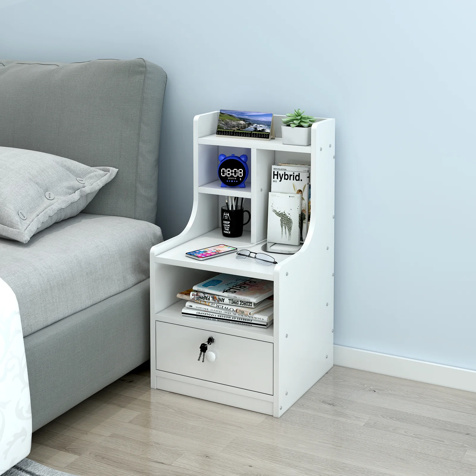 Imperial Bedside Table with Drawer and Shelf (White) - Image 2