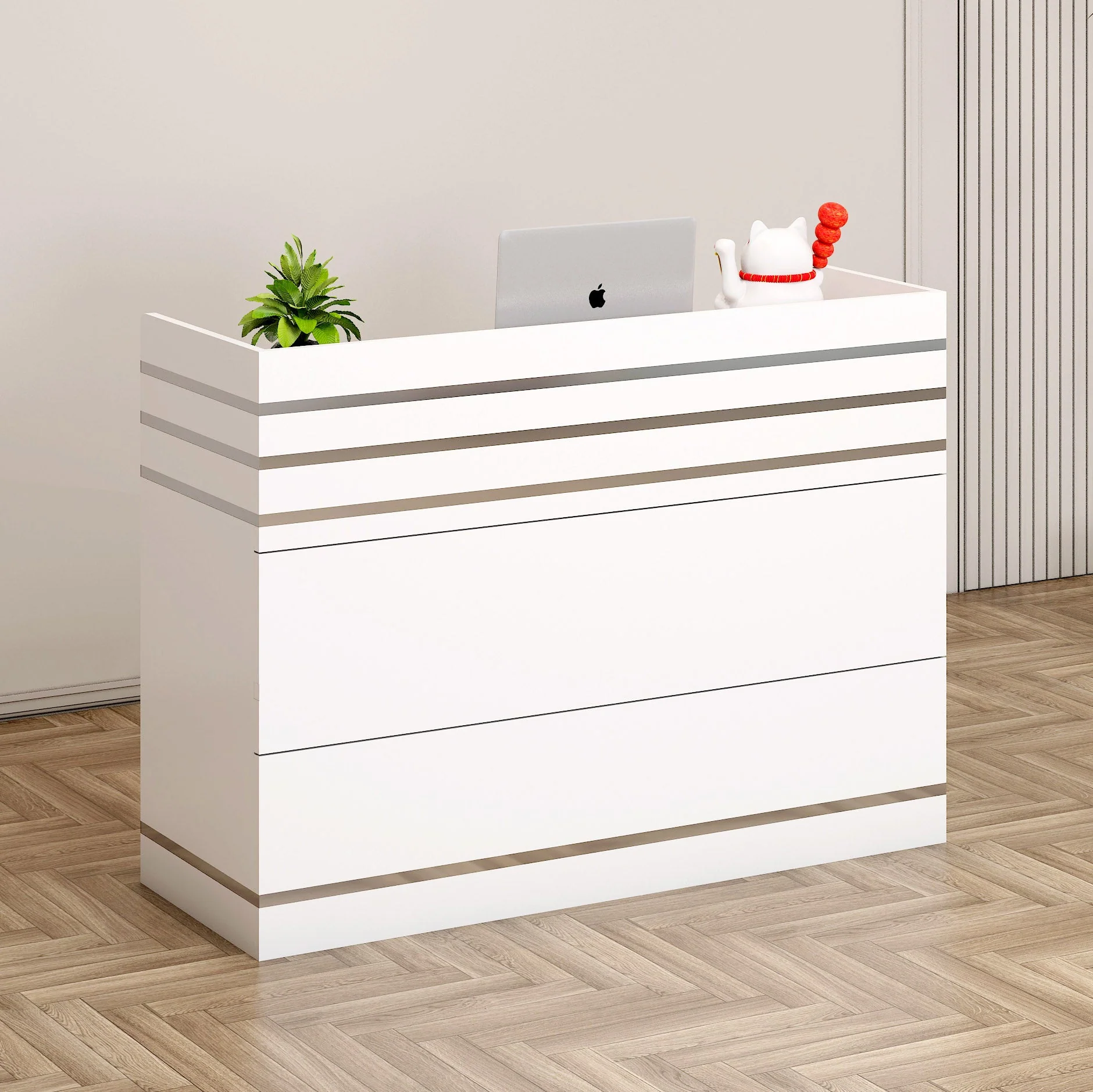 Impressions Large Reception Desk Counter with Shelves - Image 8