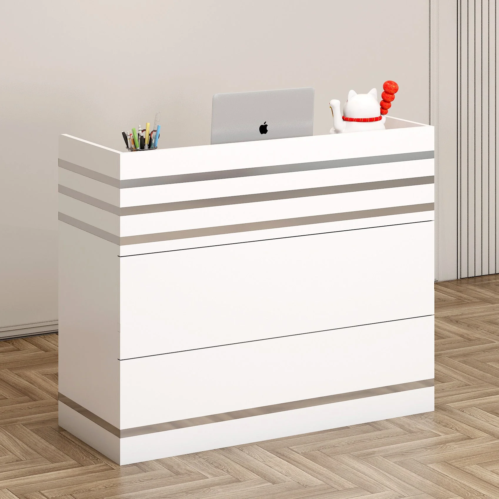 Impressions Reception Desk Counter with Shelves - Image 3