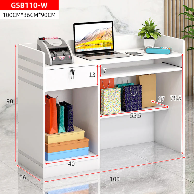 Impressions Reception Desk Counter with Shelves - Image 5