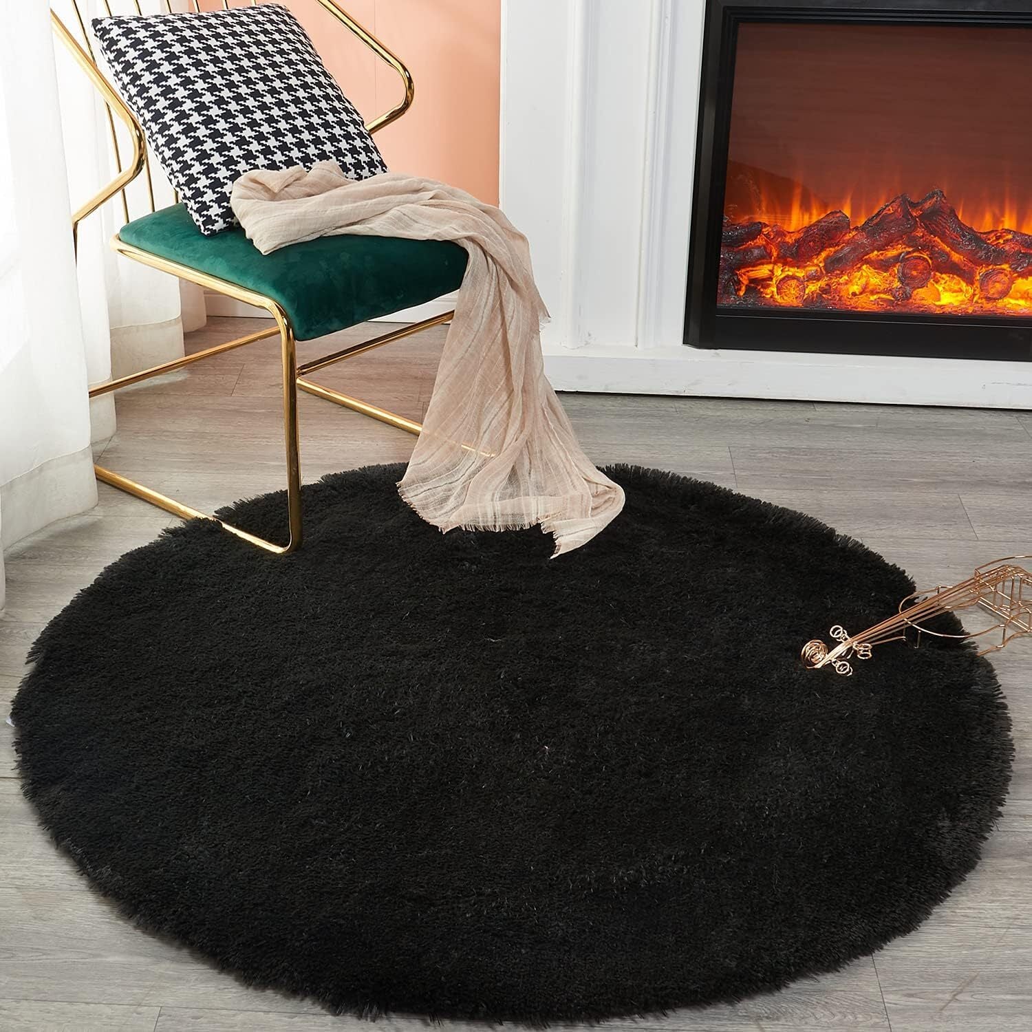 Infinity Round Shag Rug 100cm (Black) - Image 10