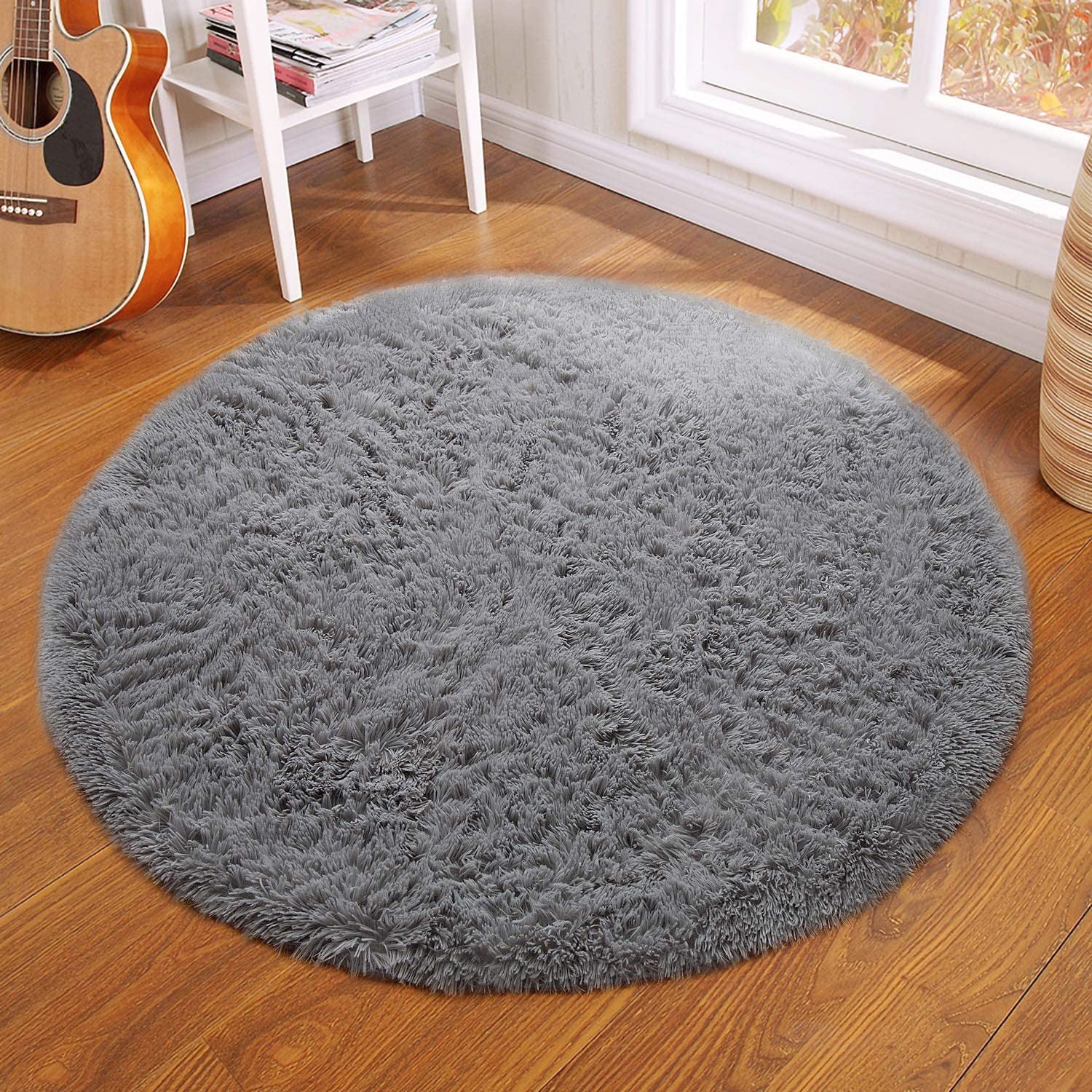Infinity Round Shag Rug 100cm (Grey) - Image 11