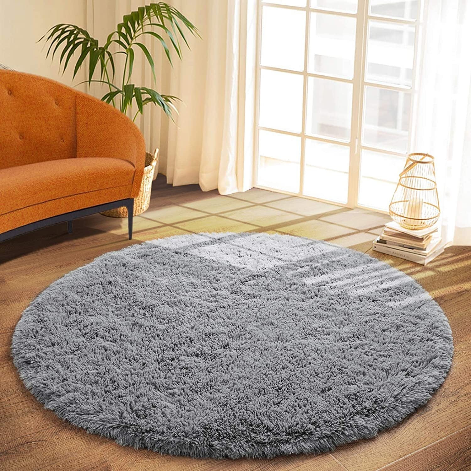 Infinity Round Shag Rug 100cm (Grey) - Image 12
