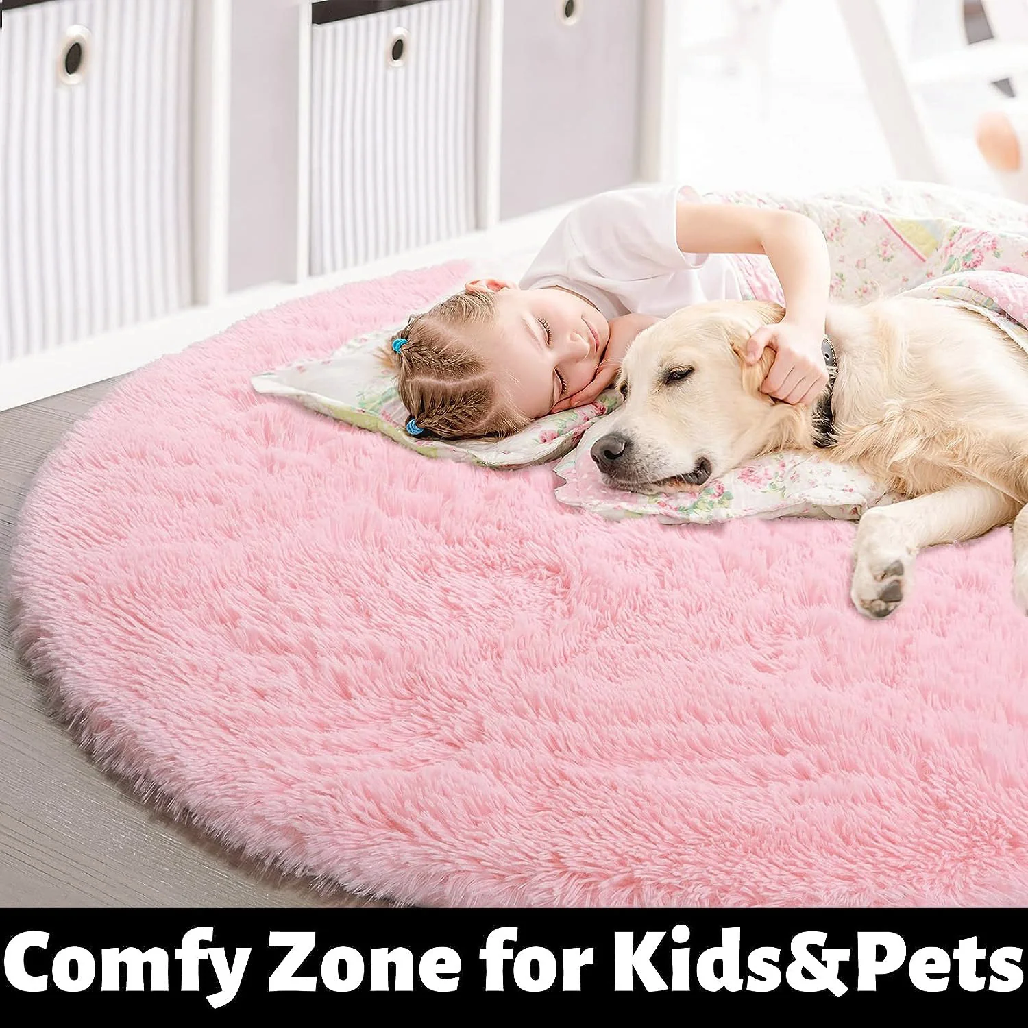 Infinity Round Shag Rug 100cm (Pink) - Image 10