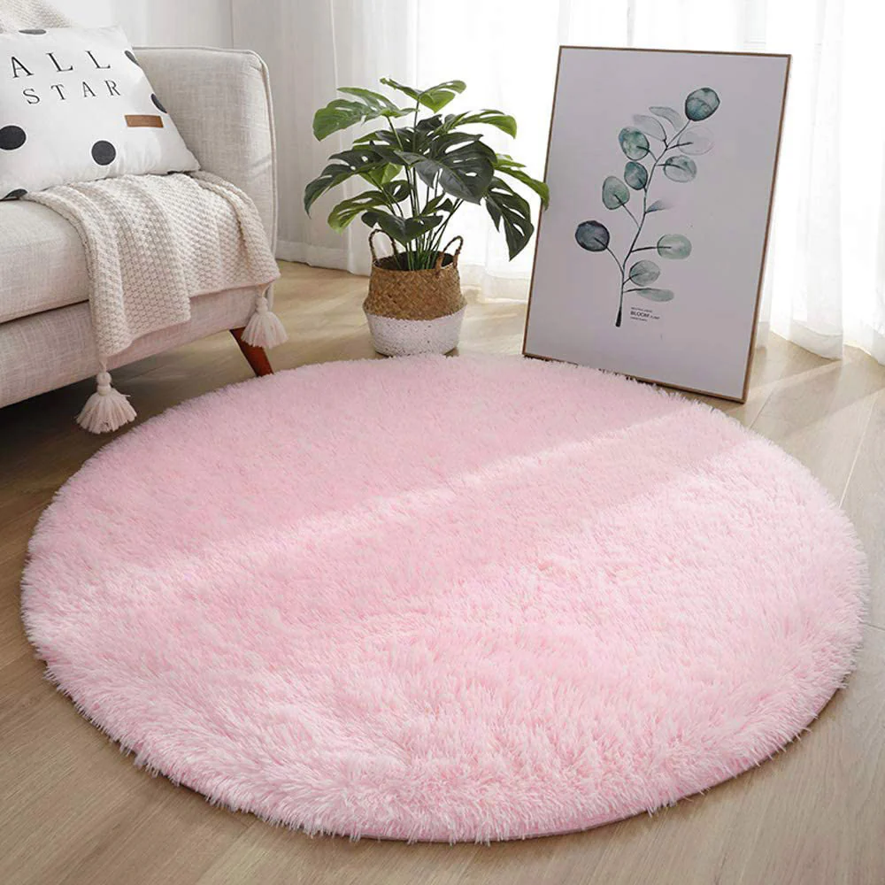 Infinity Round Shag Rug 100cm (Pink) - Image 6