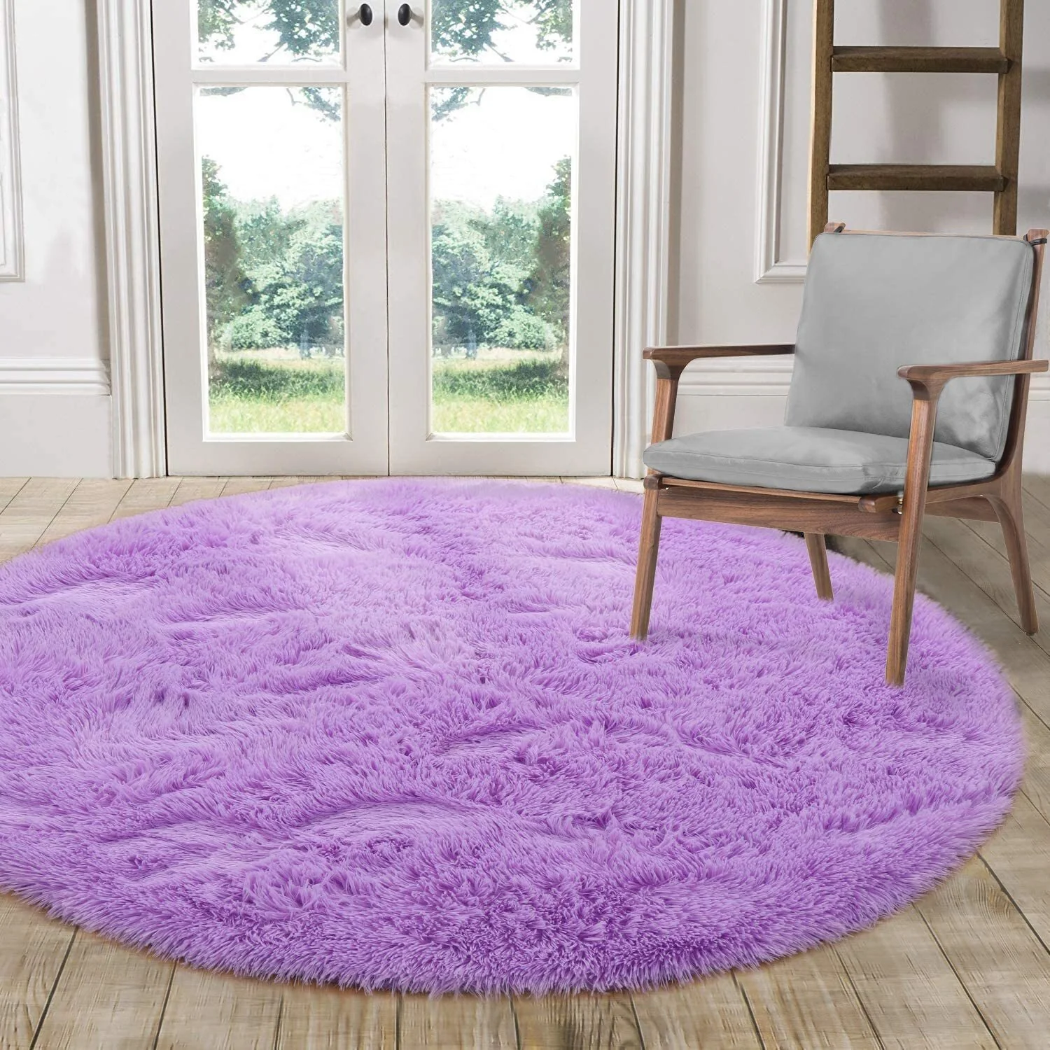 Infinity Round Shag Rug 100cm (Purple) - Image 2