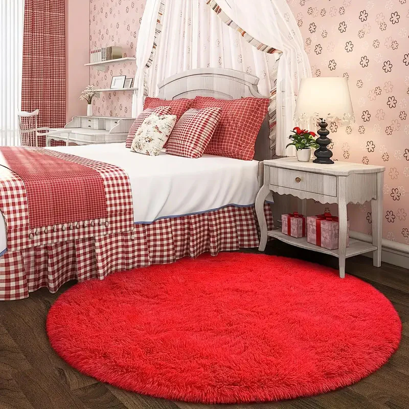 Infinity Round Shag Rug 100cm (Red) - Image 7
