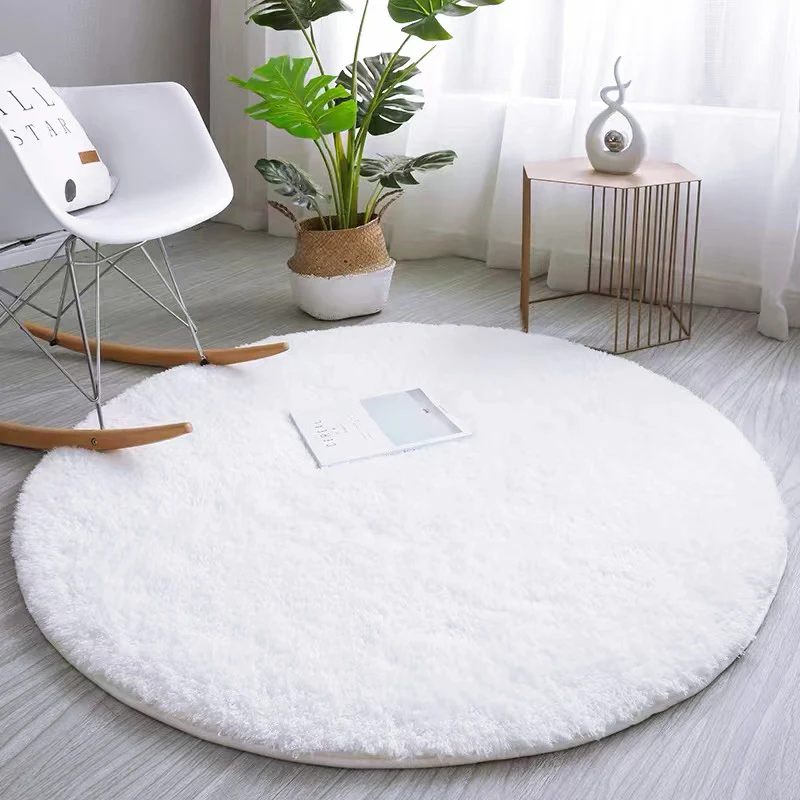 Infinity Round Shag Rug 100cm (White) - Image 24