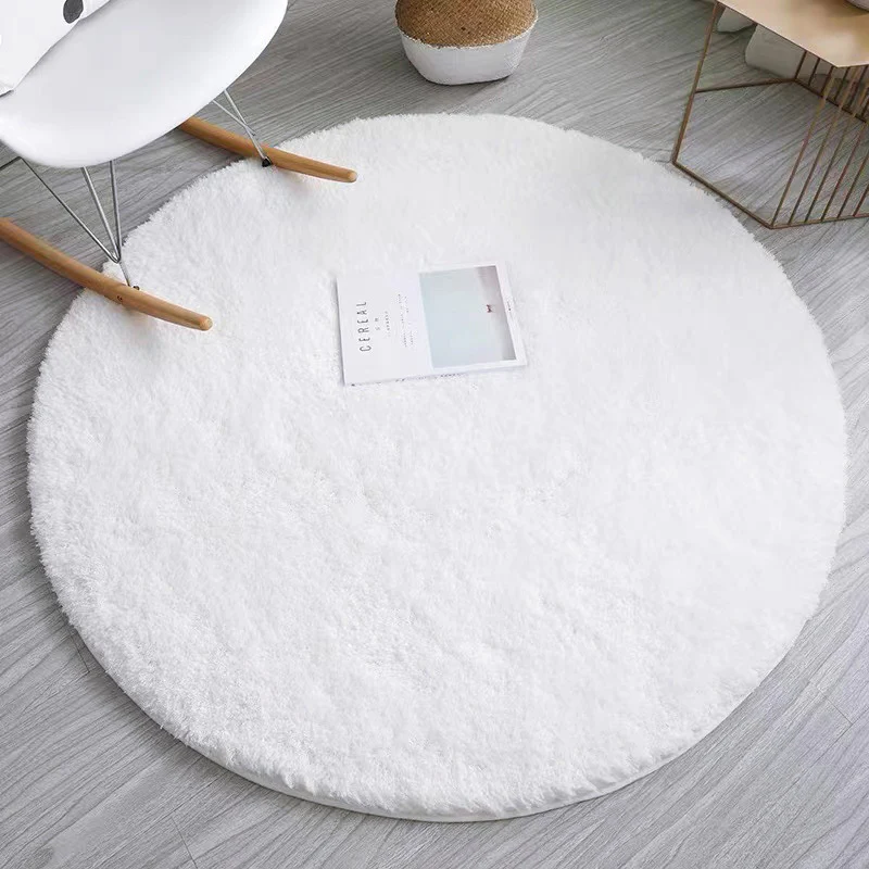 Infinity Round Shag Rug 100cm (White) - Image 5