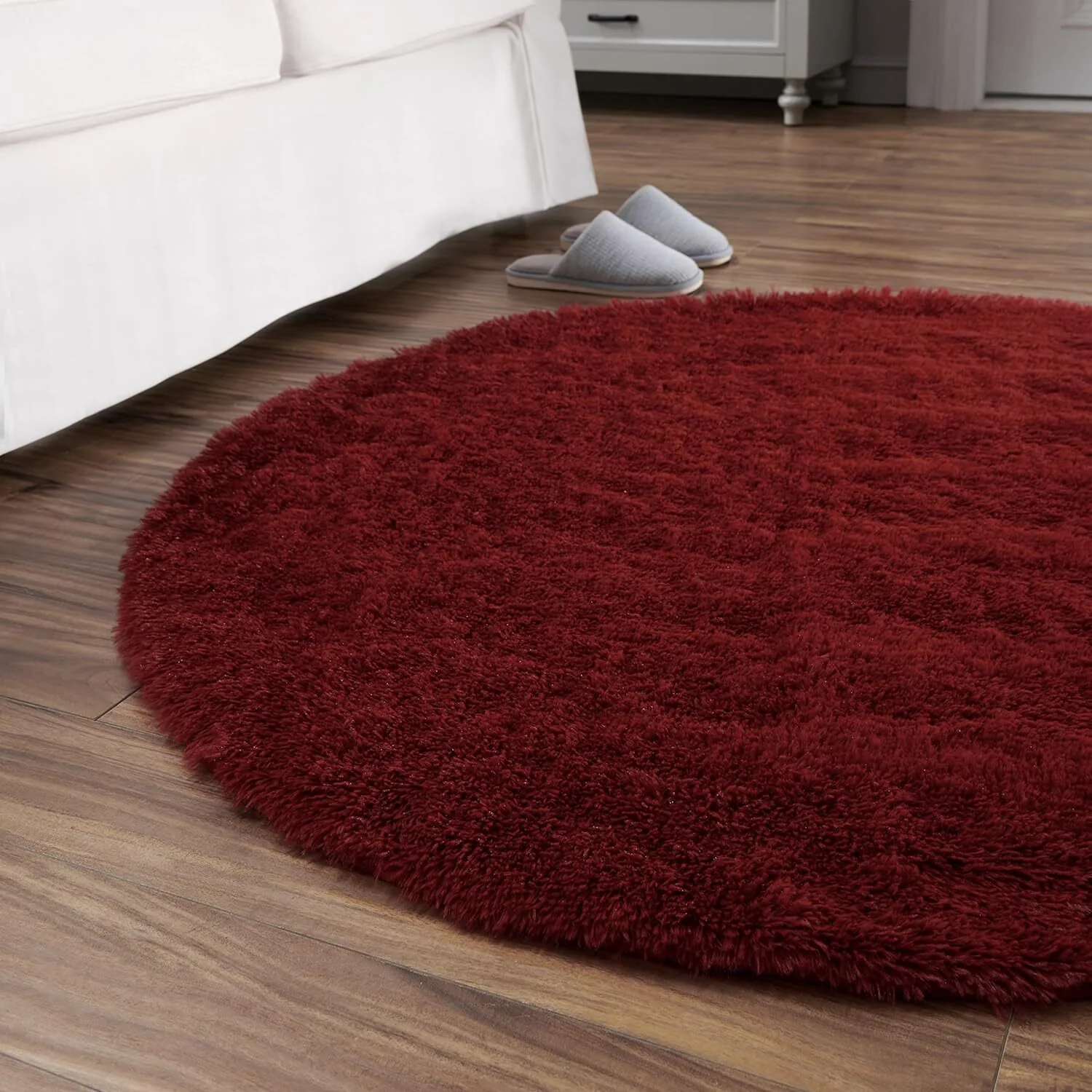 Infinity Round Shag Rug 100cm (Wine) - Image 8