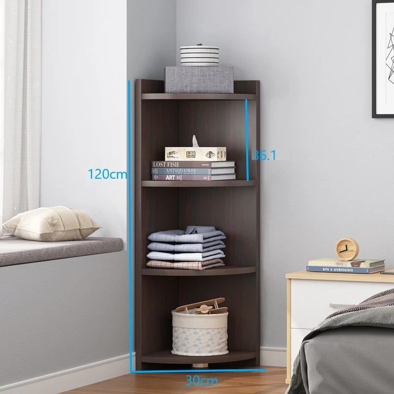 Inspire 4 Tier Stylish Wooden Corner Shelf Unit (Black Walnut) - Image 3