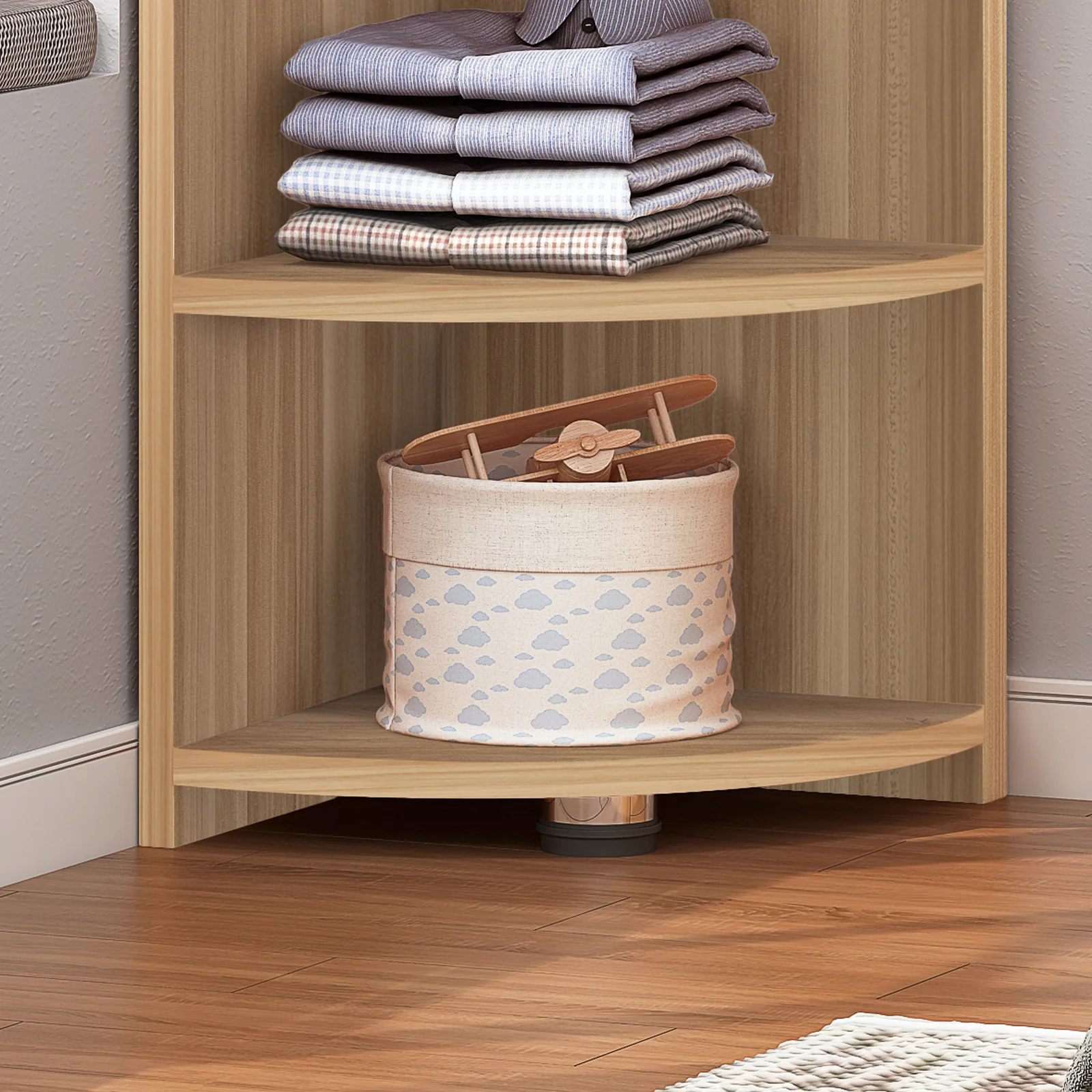 Inspire 4 Tier Stylish Wooden Corner Shelf Unit (Oak) - Image 4
