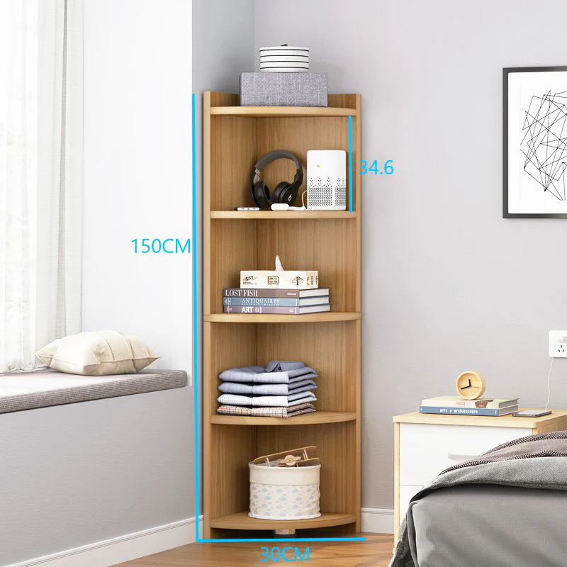 Inspire 5 Tier Stylish Wooden Corner Shelf Unit (Oak) - Image 8