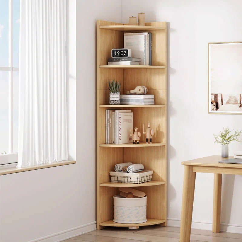 Inspire 6 Tier Large Stylish Wooden Corner Shelf Unit (Oak) - Image 4