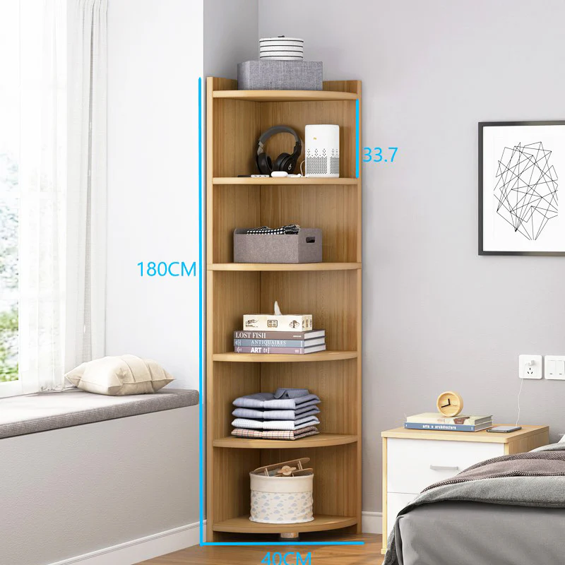 Inspire 6 Tier Large Stylish Wooden Corner Shelf Unit (Oak) - Image 6
