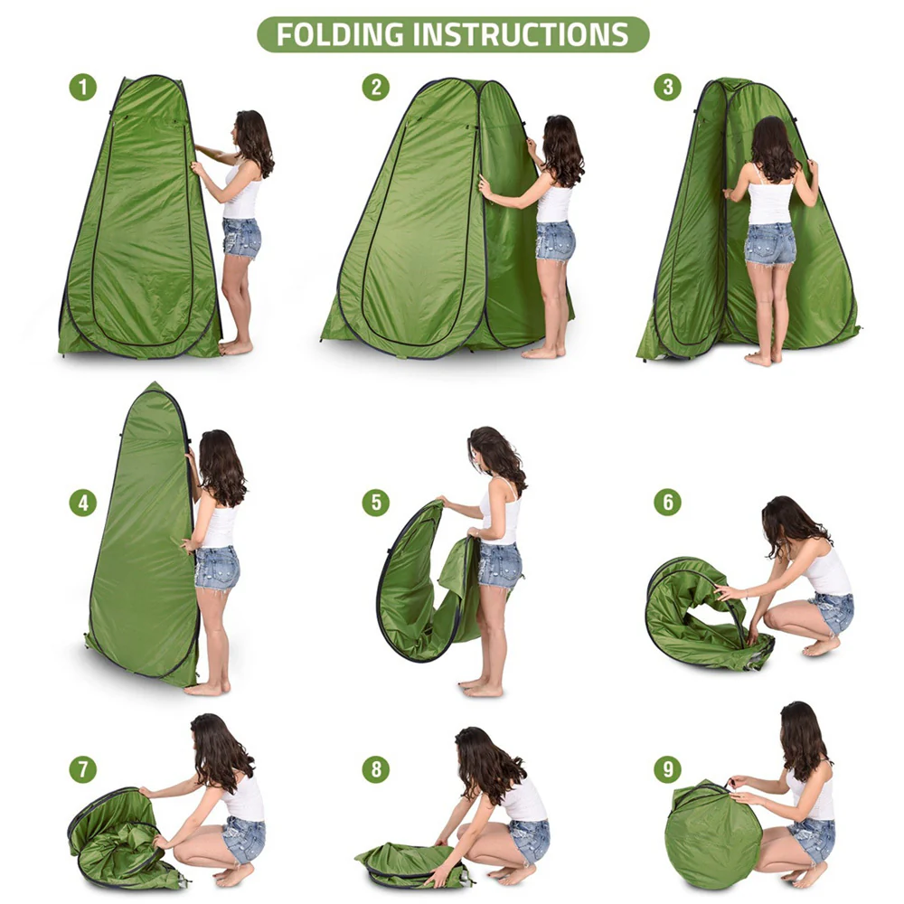 Instant Pop Up Camp Toilet Portable Outdoor Shower Privacy Shelter Tent with Bag - Image 8