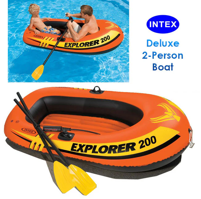 Intex Explorer 200 Set Two Person Inflatable Boat with Oars and Pump - Image 3