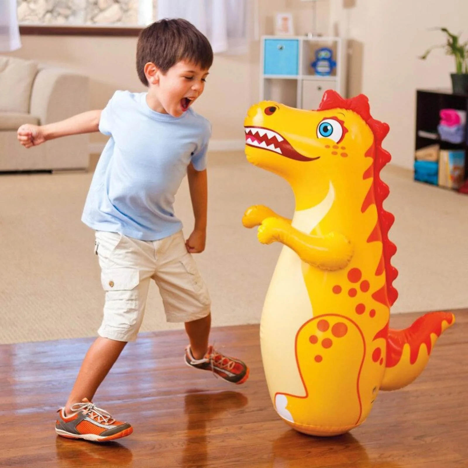 Intex Inflatable Animal Toy 3D Bop Bag (Yellow Dinosaur) - Image 12