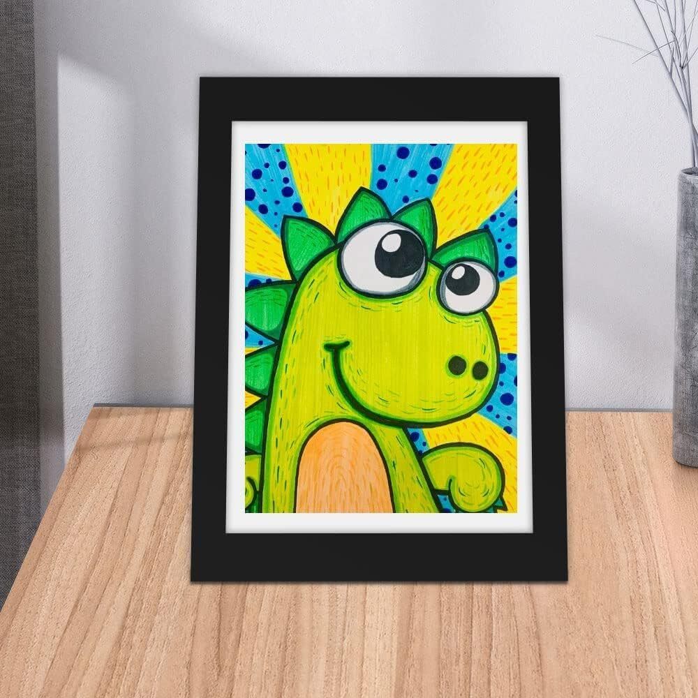 Kids Art Frame Wooden Artwork Display Children Drawing Storage Holds 150 Pictures (Black) - Image 6