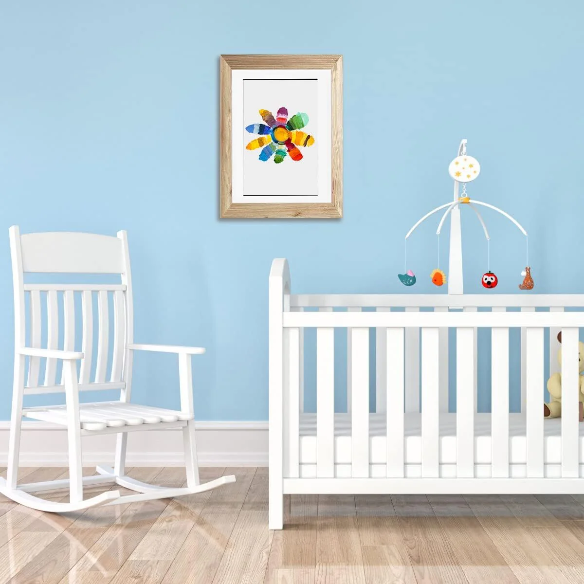 Kids Art Frame Wooden Artwork Display Children Drawing Storage Holds 150 Pictures (Oak) - Image 10