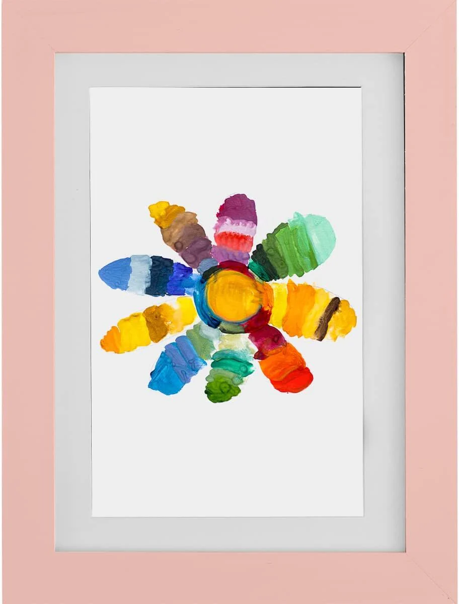 Kids Art Frame Wooden Artwork Display Children Drawing Storage Holds 150 Pictures (Pink) - Image 3