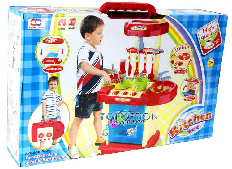 Kids Pretend Play Realistic Play Kitchen Toy Set with Lights & Sounds - Image 14