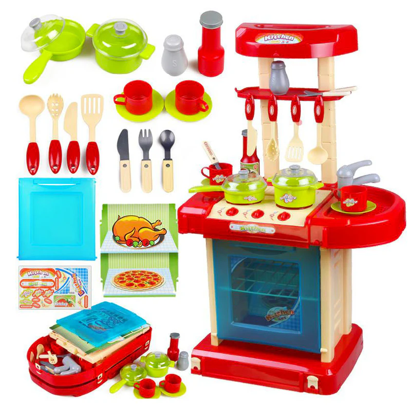 Kids Pretend Play Realistic Play Kitchen Toy Set with Lights & Sounds - Image 3