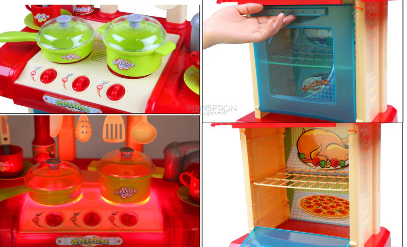 Kids Pretend Play Realistic Play Kitchen Toy Set with Lights & Sounds - Image 4