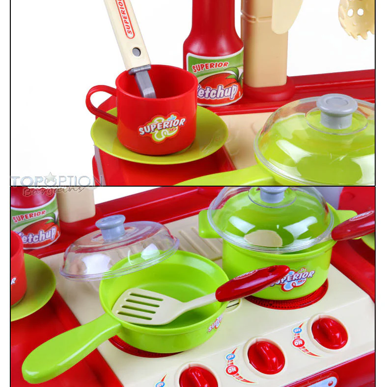 Kids Pretend Play Realistic Play Kitchen Toy Set with Lights & Sounds - Image 5