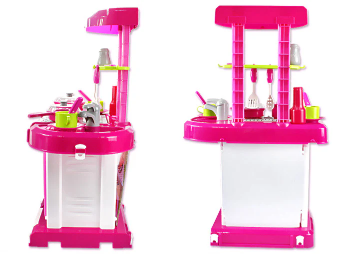 Kids Pretend Play Realistic Play Kitchen Toy Set with Lights & Sounds - Pink - Image 8