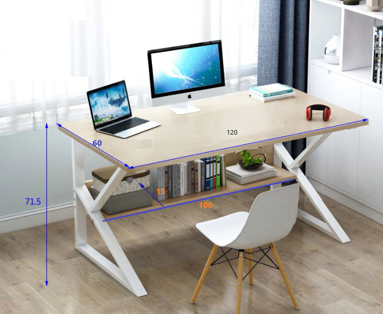 Kori Large Wood & Metal Computer Desk with Shelf (Black) - Image 12