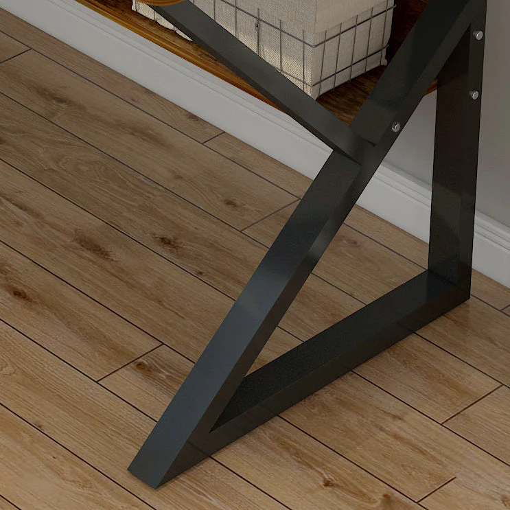 Kori Large Wood & Metal Computer Desk with Shelf (Rustic Wood) - Image 10