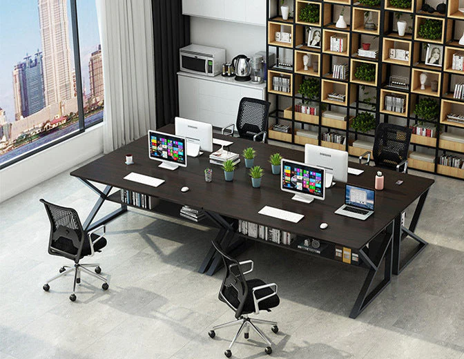 Kori Large Wood & Metal Computer Desk with Shelf (White) - Image 9