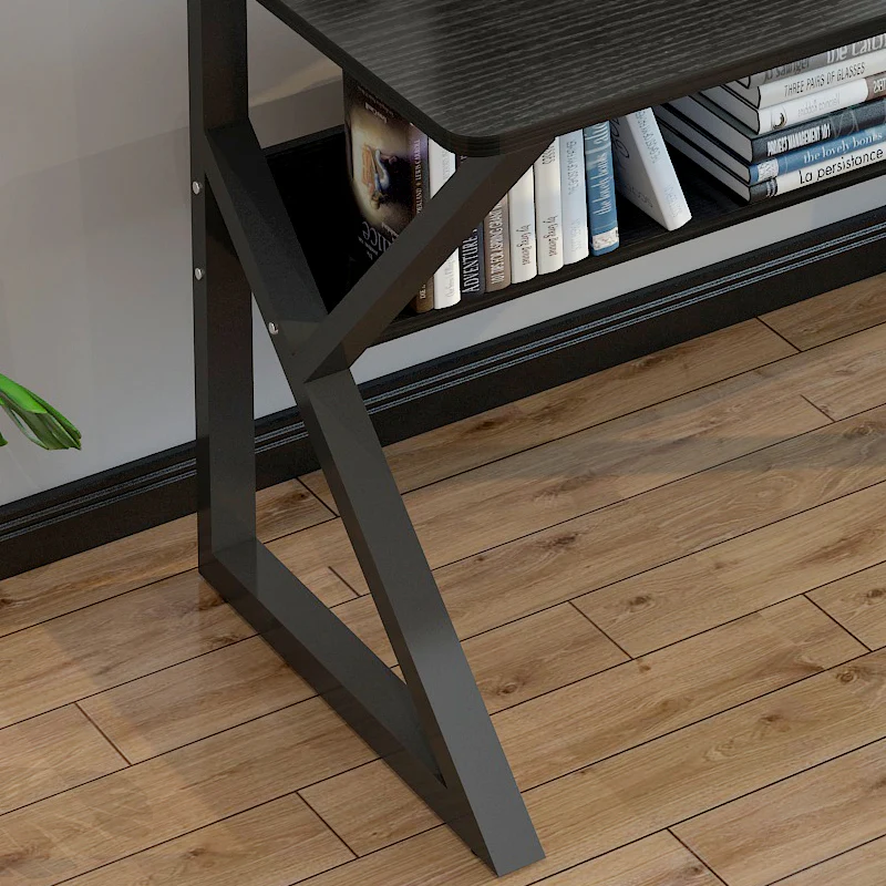 Kori Wood & Metal Computer Desk with Shelf (Black Walnut) - Image 6