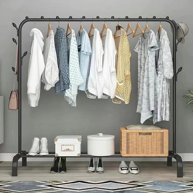Large 1.5m Wide Coat Hanging Stand Wardrobe Clothes Hanger Rack (Black) - Image 12