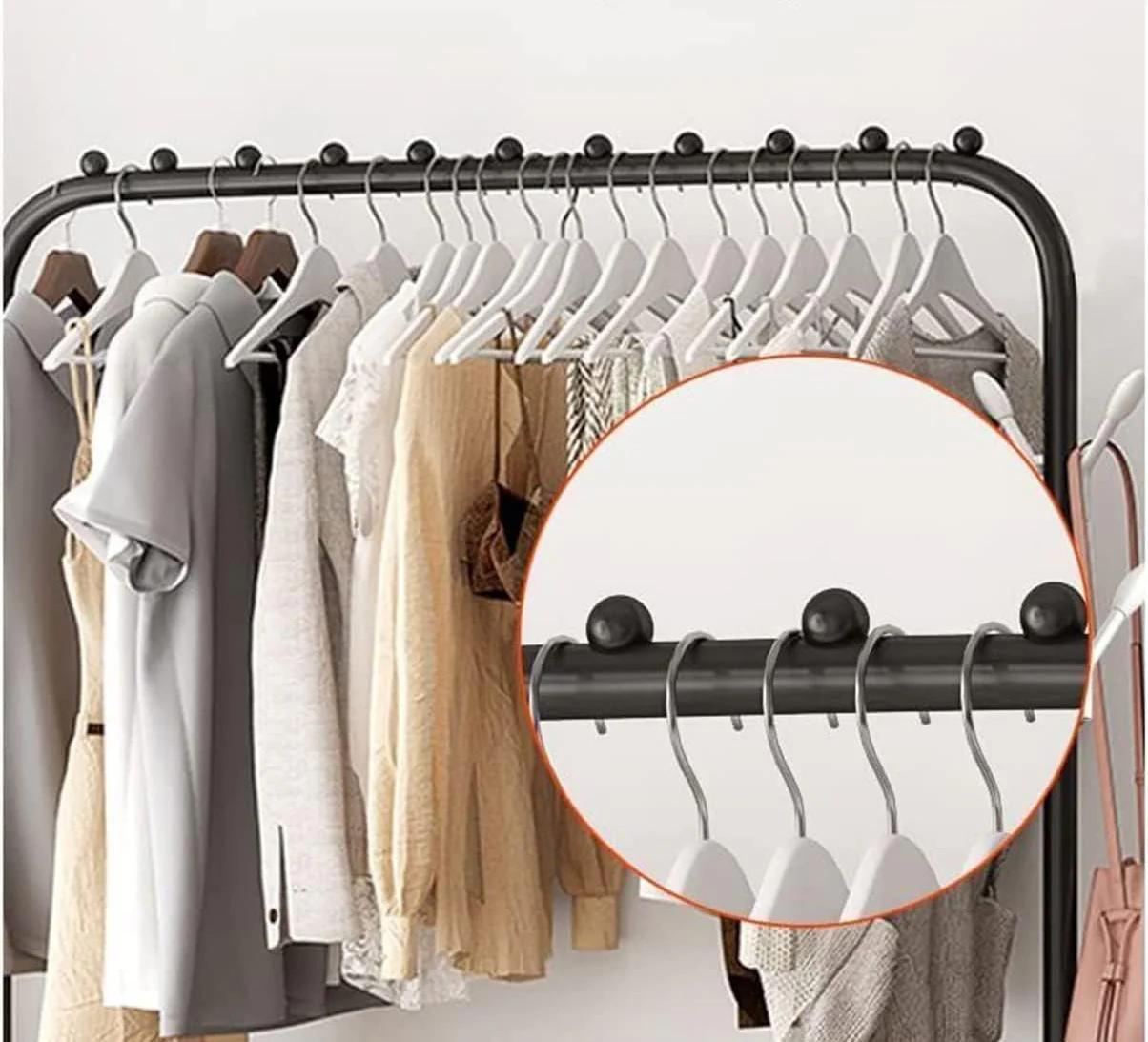 Large 1.5m Wide Coat Hanging Stand Wardrobe Clothes Hanger Rack (Black) - Image 5